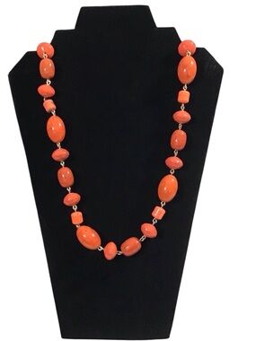Chunky Orange Bead Necklace Fashion Jewelry